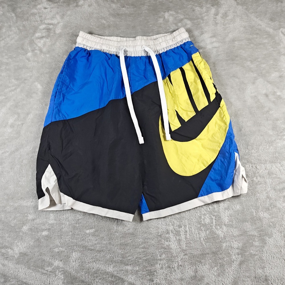 Nike Shorts Mens Small Blue Black Yellow Colorblock Big Swoosh CV1829 403 Gym
